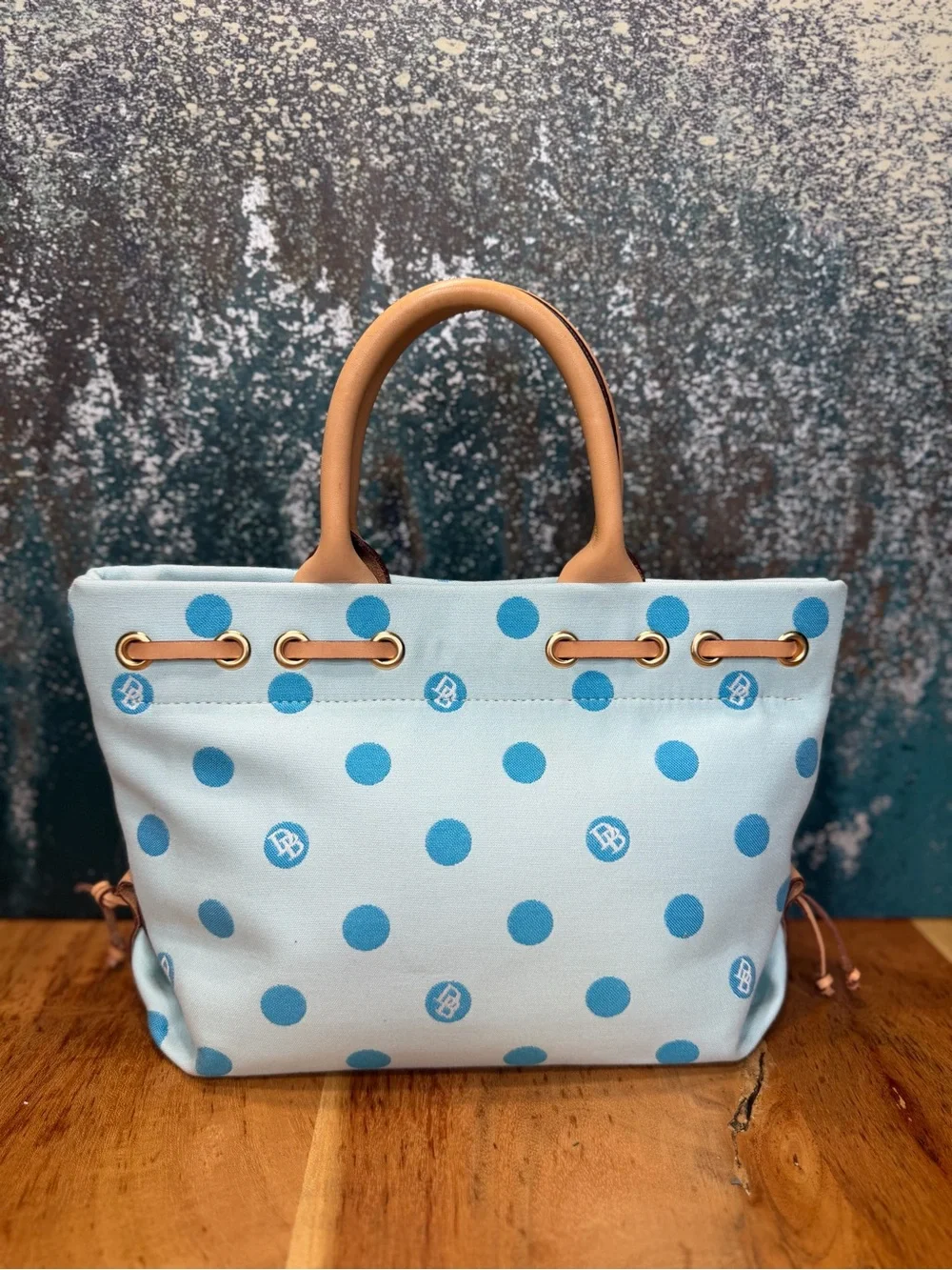 Dooney & Bourke Vintage Y2K Rare Colorway Polka Dot Tassel Satchel Tote